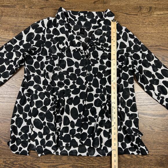Ali Miles Jacket Womens Large Black White Textured Button Up Drawstring Pockets - Picture 8 of 11